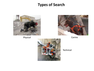 Types of Search 
Physical Canine 
Technical 
 