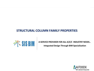 STRUCTURAL COLUMN FAMILY PROPERTIES
A SERVICE PROVIDER FOR ALL A/E/C INDUSTRY NEEDS..
Integrated Design Through BIM Specialization
 