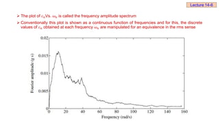  The plot of 𝑐𝑛Vs. 𝜔𝑛 is called the frequency amplitude spectrum
 Conventionally this plot is shown as a continuous function of frequencies and for this, the discrete
values of 𝑐𝑛 obtained at each frequency 𝜔𝑛 are manipulated for an equivalence in the rms sense
Lecture 14-6
 