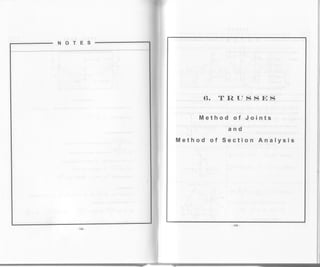 NOTES
6. TRUSSES
Method of Joints
and
Method of Section Analysis
 