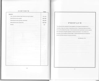 ONTENTS
Appendix
Units: conversion between Anglo-American and metric systems
Mathematical formulas: algebra
l4athematjcal formulas: geometry, solid bodies
Mathematical formulas; trigonometry
Symbols
u.1, u.2
M.1, M.2
M.3, M.4
M.5, M.6
s.1
PFIEFACE
This reference book is intended for those engaged in an occupation as important as lt is
interesting--{esign and analysis ofengineering structures. Engineering problems are diverse,
and so are the analyses they require. Some are performed with sophisticated computer programs;
others call only for a thoughtful application of ready-to-use formulas. ln any situation, the
informationinthiscompilationshouldbehelpful. ltwillalsoaidengineeringandarchitectural
students and those studying for licensing examinations.
llya N.4ikhelson, Ph.D
 