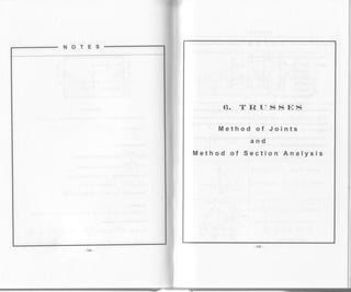 NOTES
6. TRUSSES
Method of Joints
and
Method of Section Analysis
 