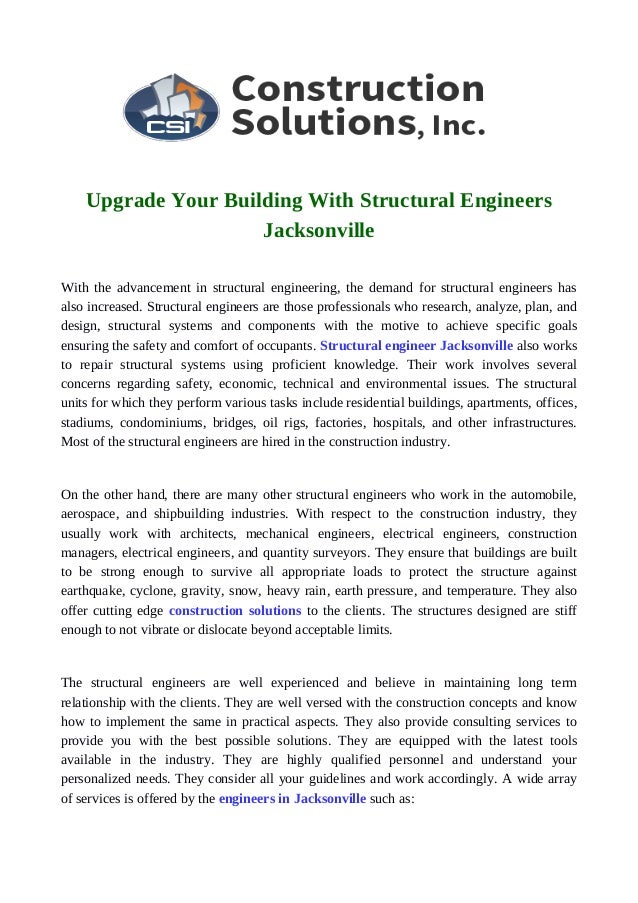 Upgrade Your Building With Structural Engineers Jacksonville
