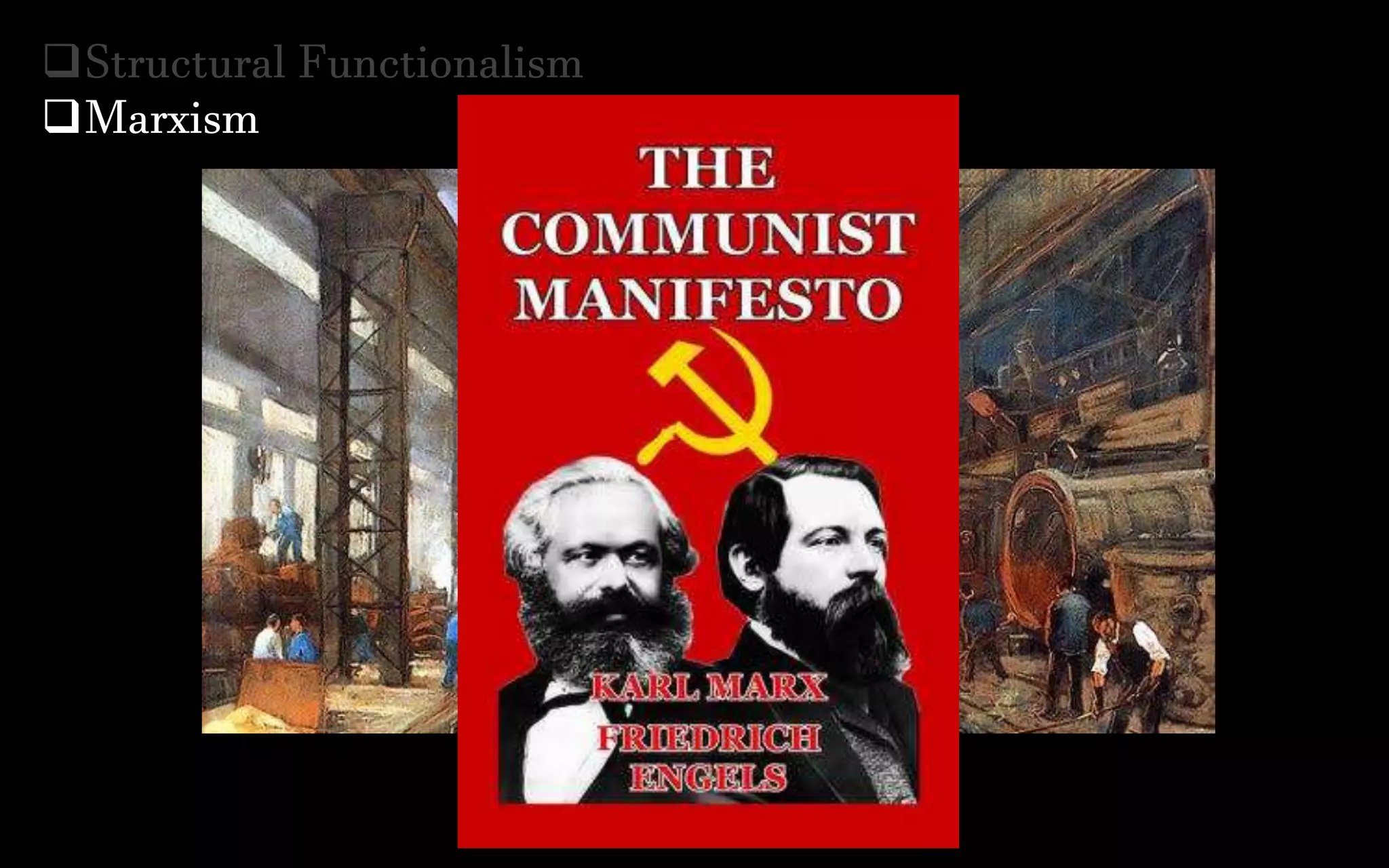 Industrialism
Structural Functionalism
Marxism
 