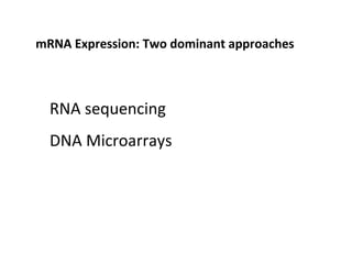 42
mRNA Expression: Two dominant approaches
RNA sequencing
DNA Microarrays
 