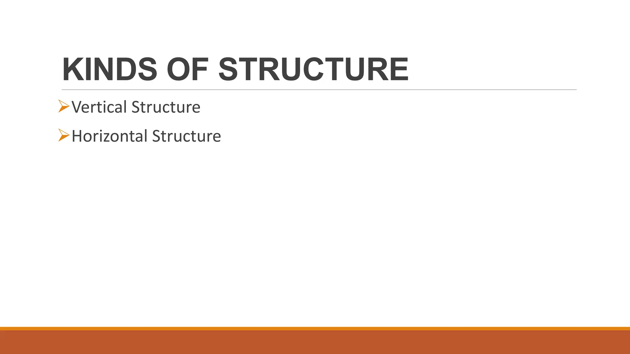 KINDS OF STRUCTURE
Vertical Structure
Horizontal Structure
 