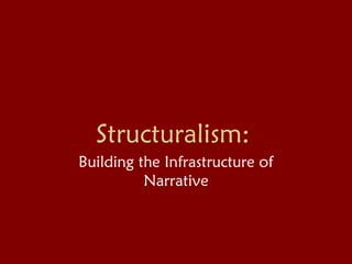 Structuralism:
Building the Infrastructure of
Narrative

 