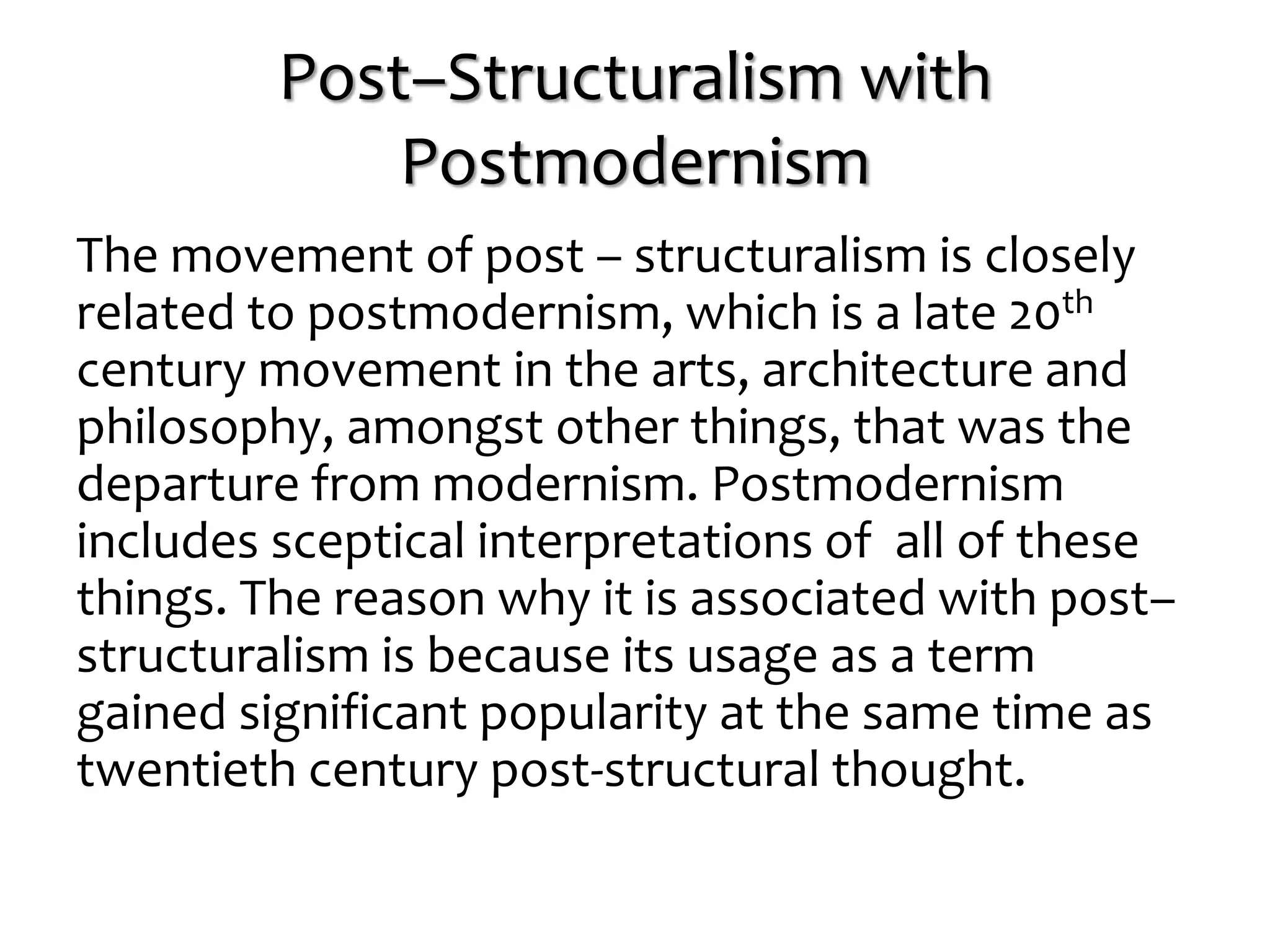 Structuralism and Post Structuralism PPT