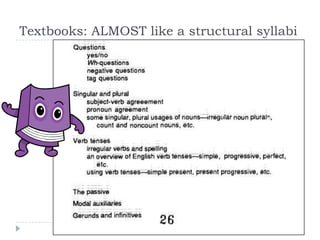 Textbooks: ALMOST like a structural syllabi
 