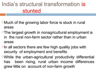 India 1960-2010: Structural Change, The Rural Nonfarm Sector, and the Prospects for Agriculture