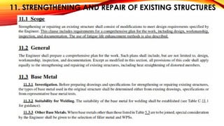 11. STRENGTHENING AND REPAIR OF EXISTING STRUCTURES
 
