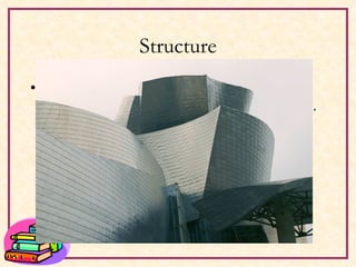 Structure For a literary writer, a complex structure is often required to convey complex meanings. Flashback Stream of Consciousness Out of order chronology Changes in narration/narrator Implied details 