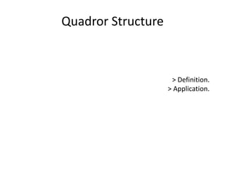 Quadror Structure
> Definition.
> Application.
 
