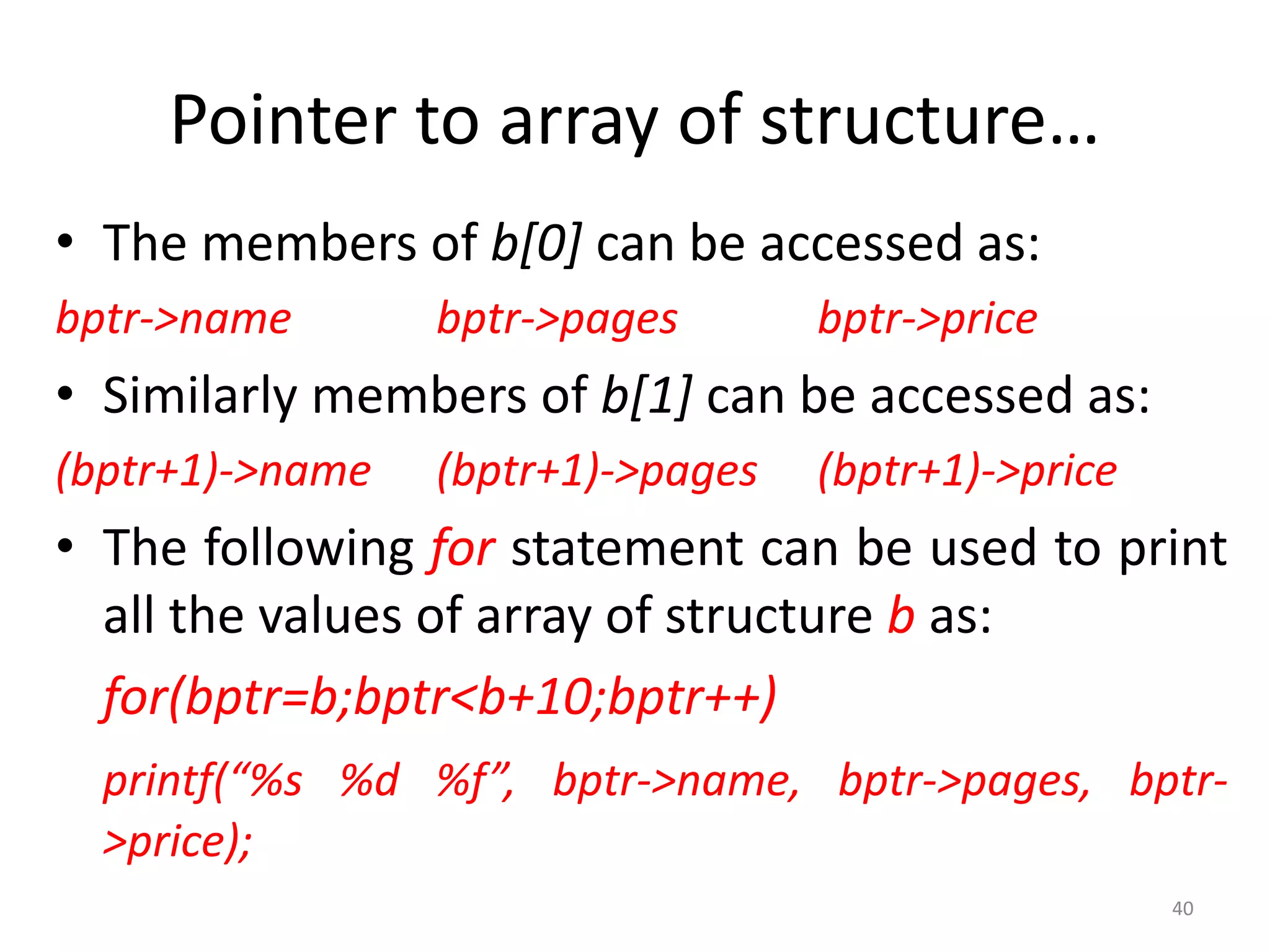 Structure in C | PPTX | Programming Languages | Computing
