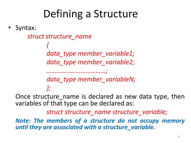 Structure in C | PPTX | Programming Languages | Computing