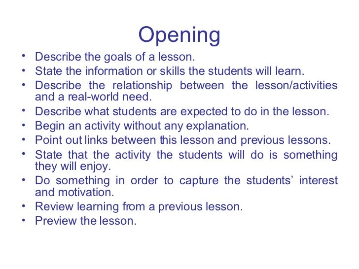 Structure Of A Lesson