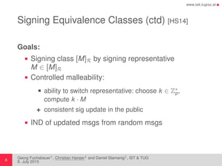 Structure-Preserving Signatures on Equivalence Classes | PDF