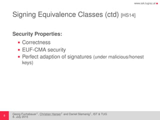 Structure-Preserving Signatures on Equivalence Classes | PDF