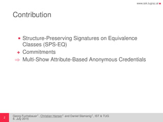 Structure-Preserving Signatures on Equivalence Classes | PDF