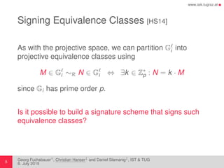 Structure-Preserving Signatures on Equivalence Classes | PDF