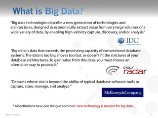 “Big data technologies describe a new generation of technologies and
    architectures, designed to economically extract v...