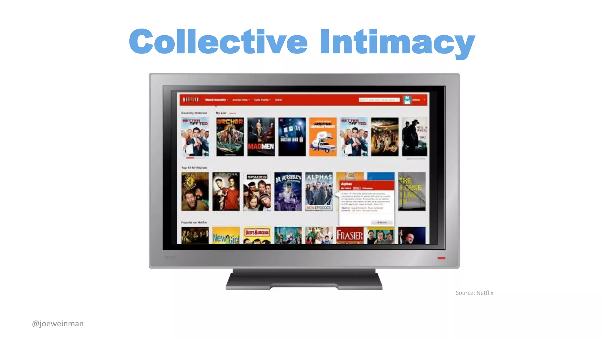 @joeweinman 
Collective Intimacy 
Source: Netflix 
 