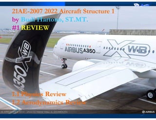 Commercial Airplanes
Airplane Validation
21AE-2007 2022 Aircraft Structure 1
by Budi Hartono, ST.MT.
#1 REVIEW
1.1 Physics Review
1.2 Aerodynamics Review
21AE-2007 2022 Aircraft Structure 1
by Budi Hartono, ST.MT.
#1 REVIEW
1.1 Physics Review
1.2 Aerodynamics Review
 