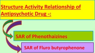 Structure Activity Relationship of
Antipsychotic Drug -:
SAR of Phenothaizines
SAR of Fluro butyrophenone
 