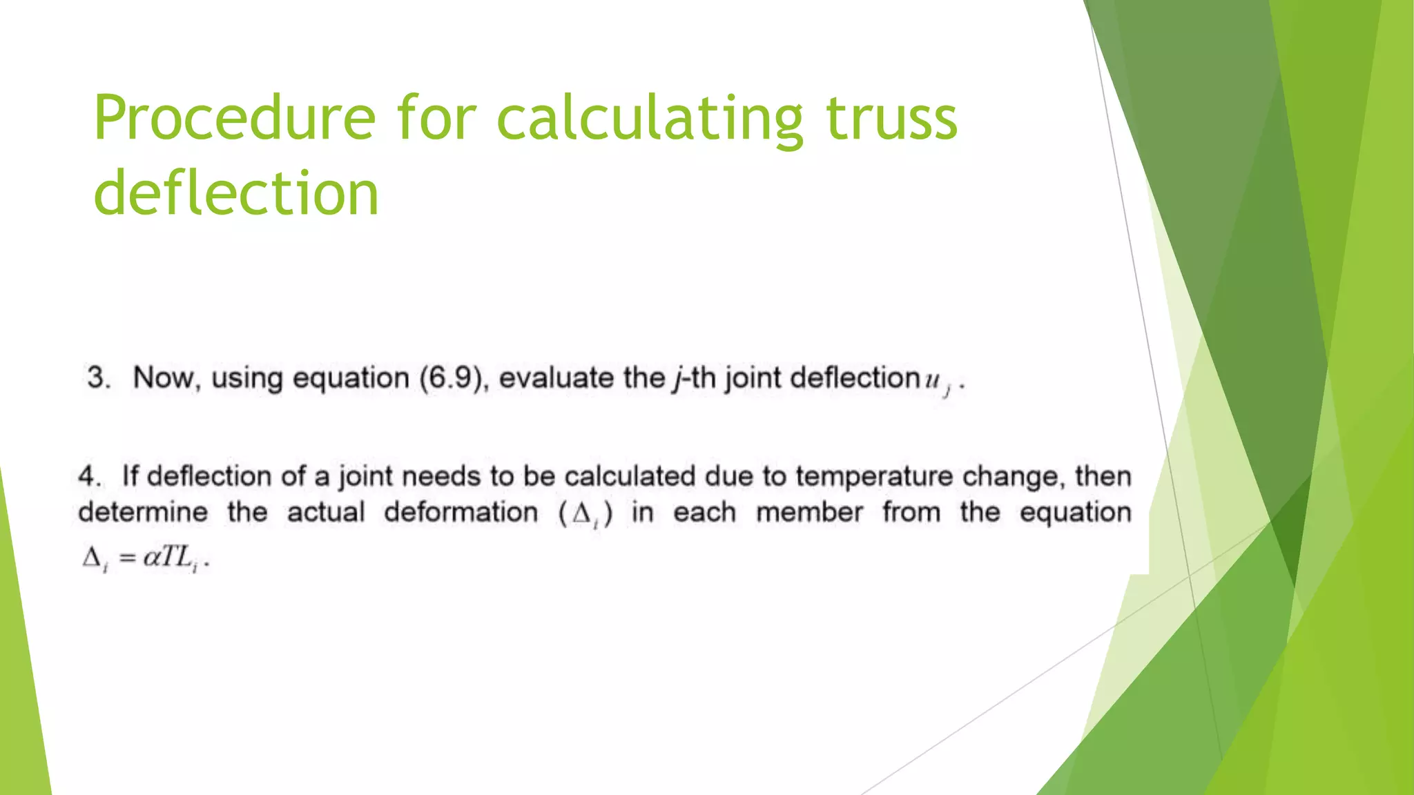 Procedure for calculating truss
deflection
