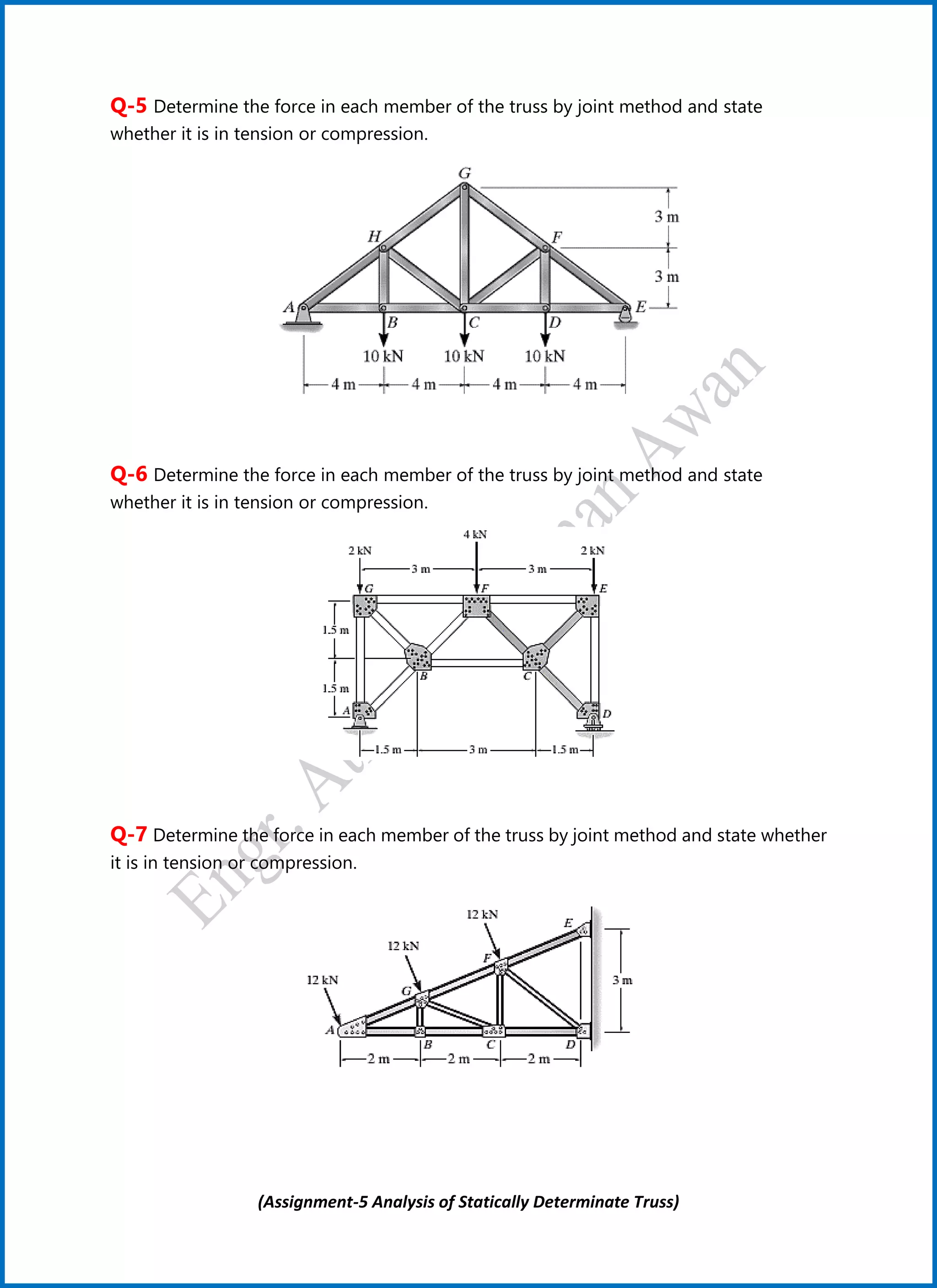 Structure analysis assignment 5 analysis of statically determinate ...