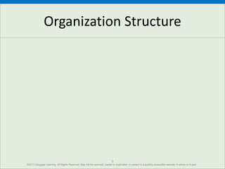 Organization Structure
©2013 Cengage Learning. All Rights Reserved. May not be scanned, copied or duplicated, or posted to a publicly accessible website, in whole or in part.
1
 