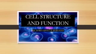 CELL STRUCTURE
AND FUNCTION
BY: MARIA SHEILA P. BERNALES
 