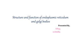 Structure and function of endoplasmic reticulum
and golgi bodies
Presented By,
S.Divya,
2017600805
 