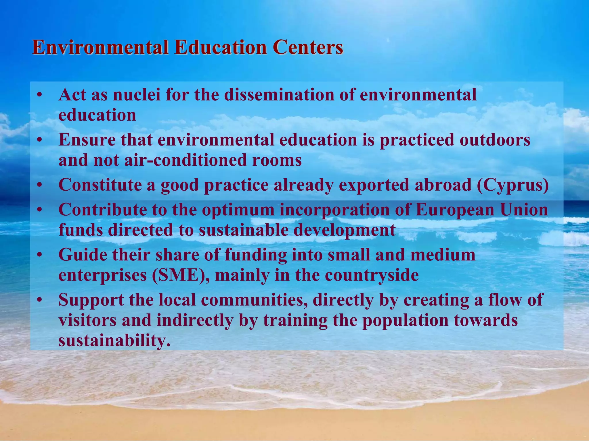 Structure and functions of environmental education centers (2016) | PPT