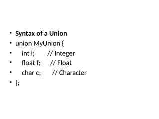 Structure and Union .pptx program in C with detailed example | PPTX