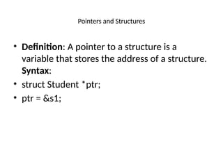 Structure and Union .pptx program in C with detailed example | PPTX