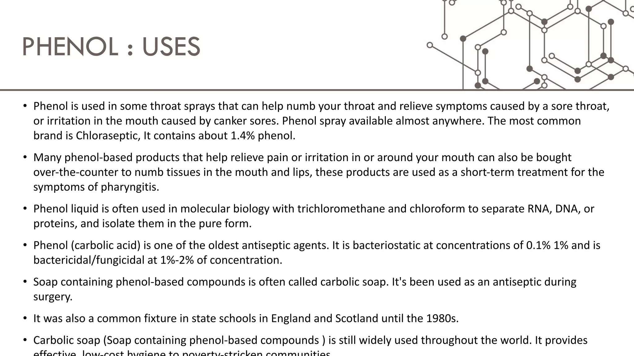 structure and uses of phenol, cresol, resorcinol and naphthol PPT