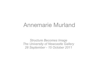 Annemarie Murland Structure Becomes Image The University of Newcastle Gallery 28 September - 15 October 2011 
