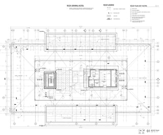 SLOPE
SLOPE
SLOPE
1/4"PERFT
SLOPE
1/4"PERFT
SLOPE
1/4"PERFT
SLOPE
1/4"PERFT
SLOPE
1/4"PERFT
SLOPE
1/4"PERFT
SLOPE
1/4"PERFT
SLOPE
1/4"PERFT
D
F
C
134567810 01
A5.01
01
A5.02
03
A5.10
02
A5.10
01
A5.10
02
A5.13
01
A5.13
04
A5.12
03
A5.12
04
A5.10
A
A.2
E.8
29 03
A5.11
B
E
03
A5.13
01
A5.03
02
A5.12
01
A5.12
02
A5.11
04
A5.11
MECHANICAL
1001
1
01
A5.11
62' - 7 1/256" 121' - 7" 62' - 7 1/2"
246' - 9 1/2"
162' - 7 3/4"
1' - 3 7/8" 160' - 0" 1' - 3 7/8"
62' - 7" 121' - 7" 62' - 7 1/2"
246' - 9 1/2"
/10 A2.71
/10 A2.71
7.8 3.2
01
A5.14
02
A5.14
CONCRETE COLUMN, (TYP.)
REF. STRUCTURAL
DRAWINGS
3
3
EDGE OF WALL BELOW
EDGE OF WALL BELOW
7' - 9 5/8"
/01 A2.57
1001
1003
/01 A2.58
16'-0"
04
A5.13
SLOPE 1/4" PER FOOT
06
A2.57
VESTIBULE
1002
SLOPE 1/4" PER FOOT
1002
ELEV
CONTROLS
1003
ELECTRICAL
1004
1004
4
5
4
5
4
5
4
5
6
6
6
2
TYP.
/01 A2.58
O.H.
8
8
7
7
1'-2"
6'-37/8"5'-0"15'-0"5'-0"15'-0"5'-0"15'-0"5'-0"15'-0"
5'-0"
6'-37/8"
1'-21/4"
3' - 0" 3' - 0"
3'-05/8"3'-05/8"3'-05/8"3'-05/8"
3' - 0" 3' - 0"
6' - 3 7/8" 5' - 0"
5 5/8"
12' - 0 3/8" 5' - 0" 12' - 6" 5' - 0" 7' - 11 5/8" 10' - 0" 5' - 0" 10' - 3" 4' - 6" 10' - 0" 5' - 0" 10' - 6" 4' - 6" 10' - 0" 5' - 3" 10' - 0" 5' - 0" 10' - 0" 5' - 0" 10' - 0" 7' - 9 1/4" 5' - 0" 12' - 6" 5' - 0" 12' - 6" 5' - 0" 6' - 3 7/8" 6' - 8 7/8"
5' - 8 3/4" 18' - 7 3/4" 12' - 10" 17' - 4" 13' - 10" 17' - 4" 12' - 10" 18' - 7 3/4" 4' - 4 3/4"
20' - 1 5/8" 20' - 1 5/8" 20' - 1 5/8" 2' - 9 3/4"2' - 9 3/4" 20' - 1 5/8" 20' - 1 5/8" 20' - 1 5/8"
2'-17/8"22'-65/8"20'-0"20'-0"20'-0"20'-0"22'-65/8"2'-17/8"
/05 A3.60
STAIR #1
1000
1000
/05 A2.58
10.1
D.7
D.3
11
ROOF PLAN KEY NOTES
X
1
2
ROOF HATCH
ELEVATOR OVERRUN
3 ROOF STRUCTURE ABOVE - REF. SECTION 01/A5.02
4 ROOF PARAPET
5 METAL PANEL CLAD CANOPY BELOW
6 ROOFTOP MECHANICAL EQUIPMENT,
REF. MECHANICAL DRAWINGS
7 ROOF ANCHOR, TYP.
8 6.625" DIA. GALVANIZED STEEL PASS
THROUGH ROPE GUIDE, TYP.
ROOF LEGEND
OD RD
ROOF DRAIN / OVERFLOW DRAIN
SLOPE
1/4" PER FT
ELEVATION SPOT171'-0"
WALK PAD
SLOPE DIRECTION
ROOF GENERAL NOTES:
1. GENERAL CONTRACTOR TO PROVIDE WALKPADS FROM ROOF HATCH
TO ALL ROOFTOP EQUIPMENT, FINAL LAYOUT TO BE DETERMINED
®
®
date
project number
title
The drawings and written material herein constitute original work of the
architect, and as intellectual property and instruments of service, are
subject to copyright and may not be reproduced, distributed, published
or used in any way without the express written consent of the architect.
plotted:
revisions
sheet
original issue
project
landscape architect
223 NORTH GRAHAM ST
CHARLOTTE, NORTH CAROLINA 28202
704.333.0325
structural engineer
RAYMOND L. GOODSON (RLG)
12001 N. CENTRAL EXPY., SUITE 300
DALLAS, TEXAS 75243
214.739.8100
mechanical engineer
JJA, Inc.
8150 N. CENTRAL EXPY., SUITE M-2100
DALLAS, TEXAS 75206
214.739.8880
construction manager
HILL & WILKINSON
2703 TELECOM PKWY, STE 120
RICHARDSON, TEXAS 75082
214.299.4300
civil engineer
222 WEST LAS COLINAS BLVD.
IRVING, TEXAS 75039, SUITE 1405 N
214.785.6009
architecture interiors planning graphics
8070 Park Lane, Ste. 300 Dallas, Texas 75231
Tel 972.701.9000 Fax 972.991.3008
www.bokapowell.com
design architect
2520 BROADWAY ST.
BOULDER, COLORADO 80304
720.565.0505
client/owner
BRIGHT REALTY
2520 KING ARTHUR BLVD., SUITE 200
LEWISVILLE, TEXAS 75056
972.410.6600
10/25/20184:53:43PM
C:BOKAPREVIT_PROJECTSARCH_14149_THE_REALM_CENTRAL_v16_jessary.rvt
A2.10
ROOF PLAN
10.24.2018
PERMIT
14149.100
THE REALM AT CASTLE HILLS
LEWISVILLE, TEXAS
10.27.2017
10.27.2017
PLAN
NORTH
TRUE
NORTH
SCALE: 1/8" = 1'-0"01 ROOF PLAN
1 Construction Documents 12.12.2017
2 WCPR 01 03.09.2018
3 WCPR 04 06.21.2018
4 WCPR 10 10.24.2018
4
4
 