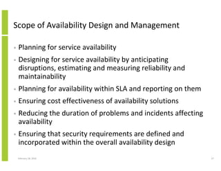 Availability Coverage Work Structured Approach To It Business System Availability And Continuity ...