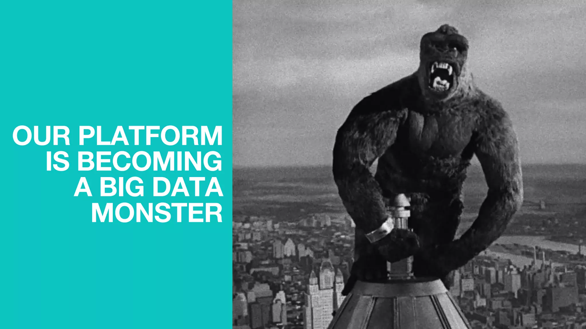 New Relic, Inc. | Conﬁdential	

15	

Collect
 Store
 Present
10000100!
0100100101000!
110010100011001!
01010001010111!
OUR PLATFORM
IS BECOMING
A BIG DATA
MONSTER
 