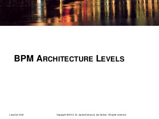 BPM ARCHITECTURE LEVELS
Copyright © 2013. Dr. Jackie Damrau & Joe Gollner. All rights reserved.LavaCon 2013
 