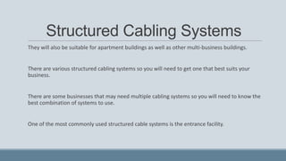 Structured cabling systems | PPTX | Computer Networking | Computing