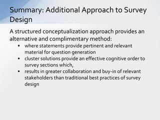 Structured conceptualization approach to survey design slideshare 0213 ...