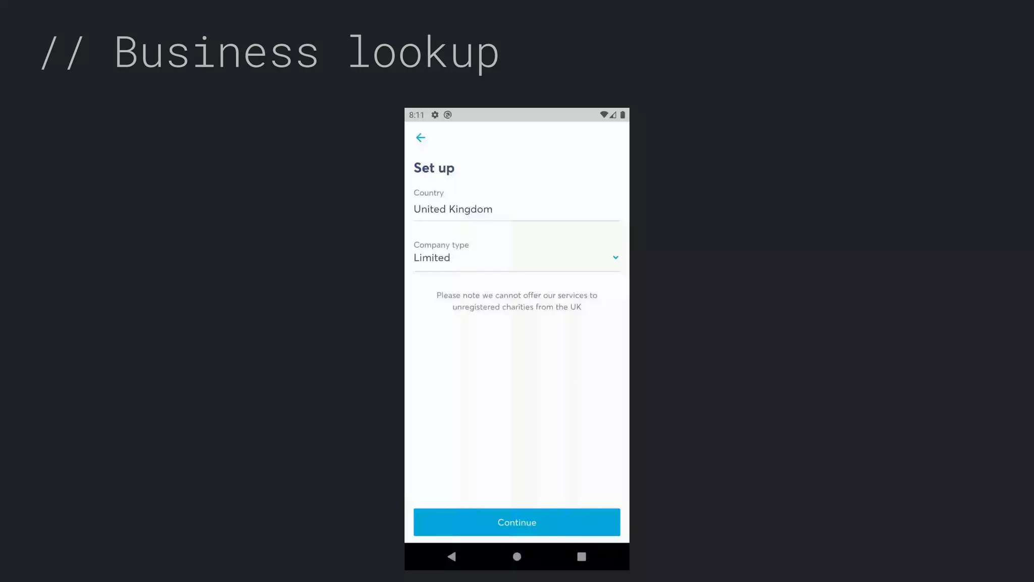 // Business lookup 