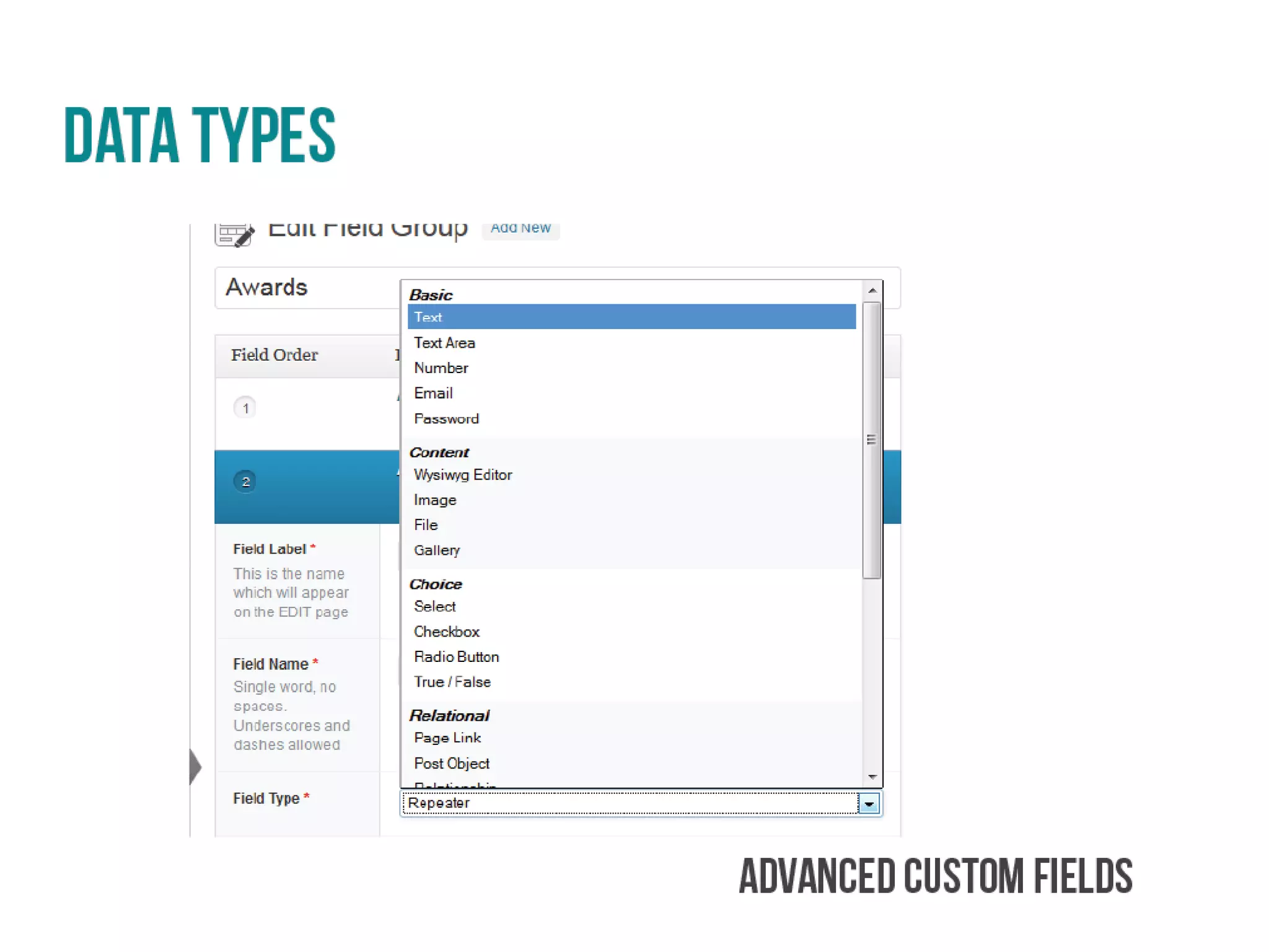 Structuring Content in Wordpress