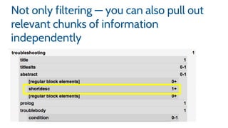 Not only filtering — you can also pull out
relevant chunks of information
independently
 