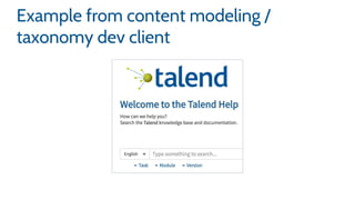 Example from content modeling /
taxonomy dev client
 