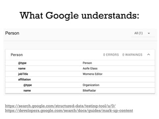 What Google understands:
https://search.google.com/structured-data/testing-tool/u/0/
https://developers.google.com/search/docs/guides/mark-up-content
 