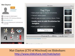 Mat Clayton (CTO of Mixcloud) on Slideshare:
    http://www.slideshare.net/matclayton
 